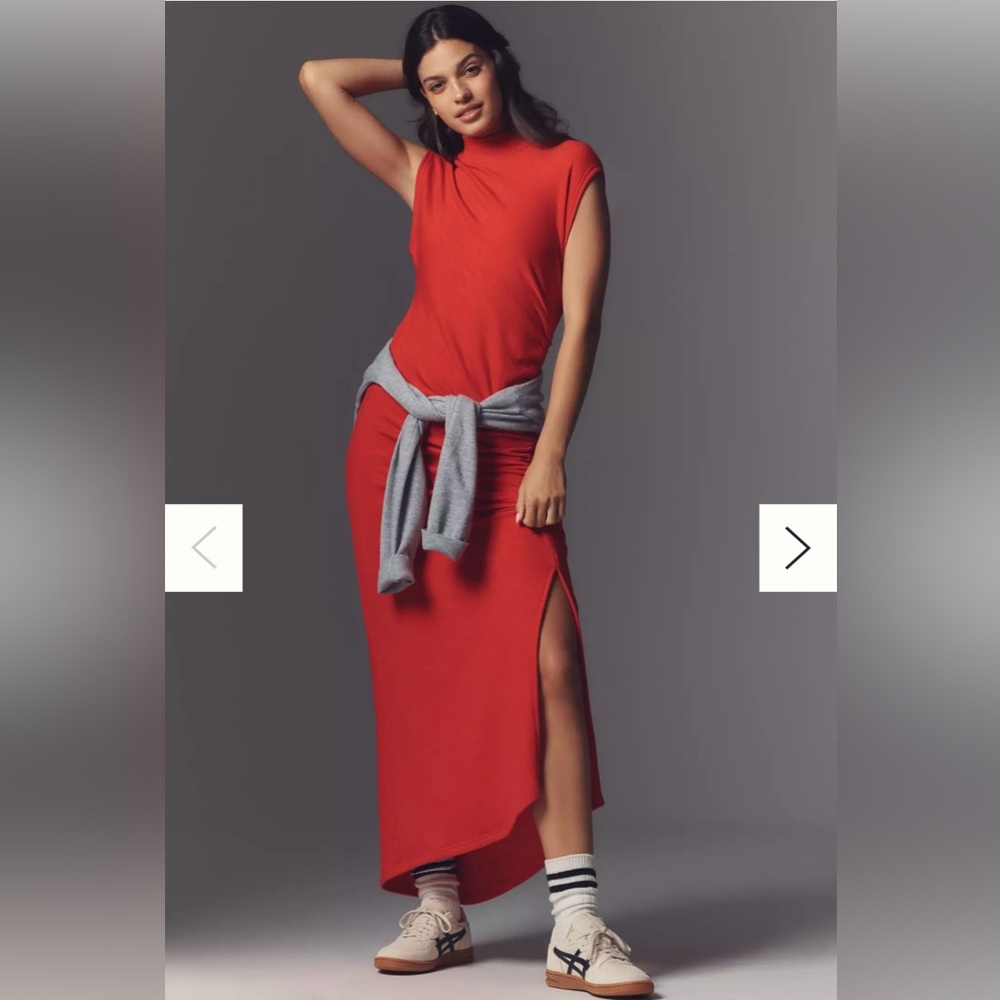 Daily Practice Mock-Neck Ruched Midi Dress